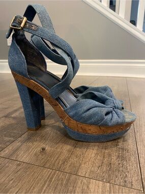 H&M Denim Knot Platform Sandals - Blue